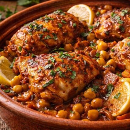 Moroccan Spiced Chicken & Chickpea Tagine